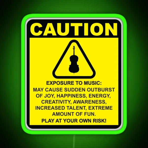 Caution Cello Cellist Gift Idea Cello Player RGB Neon Sign