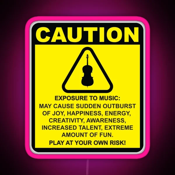 Caution Cello Cellist Gift Idea Cello Player RGB Neon Sign