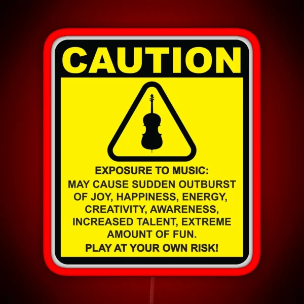 Caution Cello Cellist Gift Idea Cello Player RGB Neon Sign