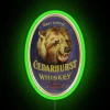 Rustic Wooden Home Bar Decor with Whiskey Bear Neon Sign