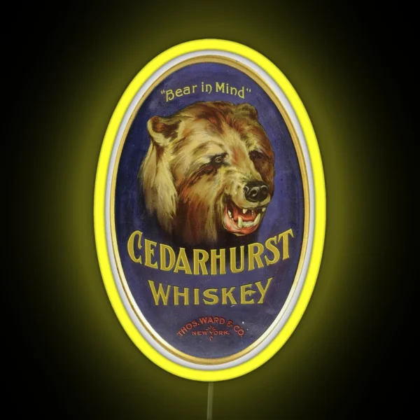 Cedarhurst Whiskey Bear In Mind RGB Neon Sign