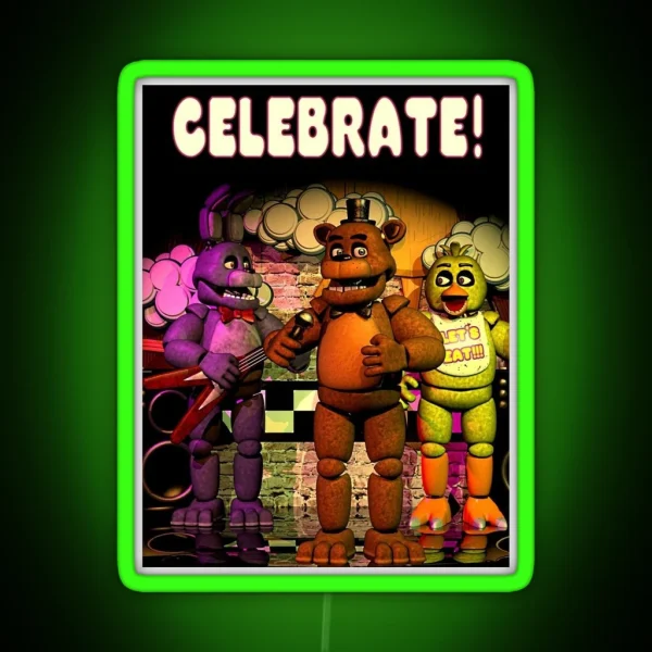 CELEBRATE FNAF Poster RGB Neon Sign