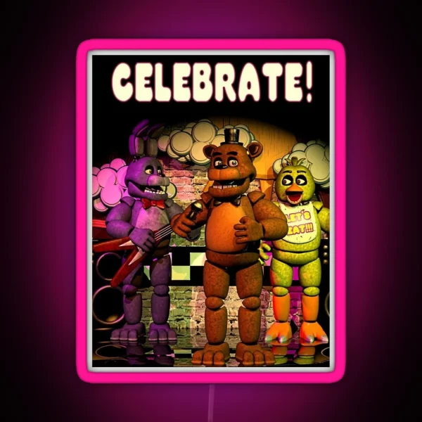 CELEBRATE FNAF Poster RGB Neon Sign