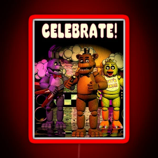 CELEBRATE FNAF Poster RGB Neon Sign