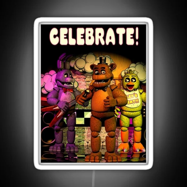 CELEBRATE FNAF Poster RGB Neon Sign