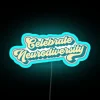 Neon celebrate diversity and inclusivity retro style glowing sign artwork