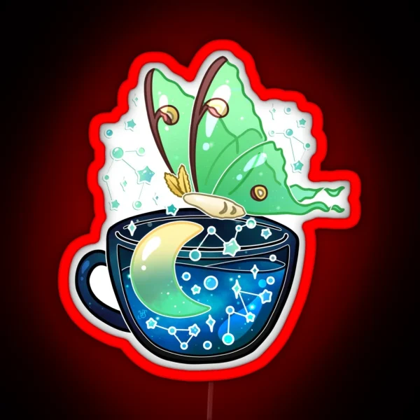 Celestial Luna Moth Teacup RGB Neon Sign