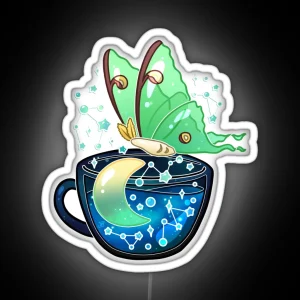 Celestial Luna Moth Teacup RGB Neon Sign