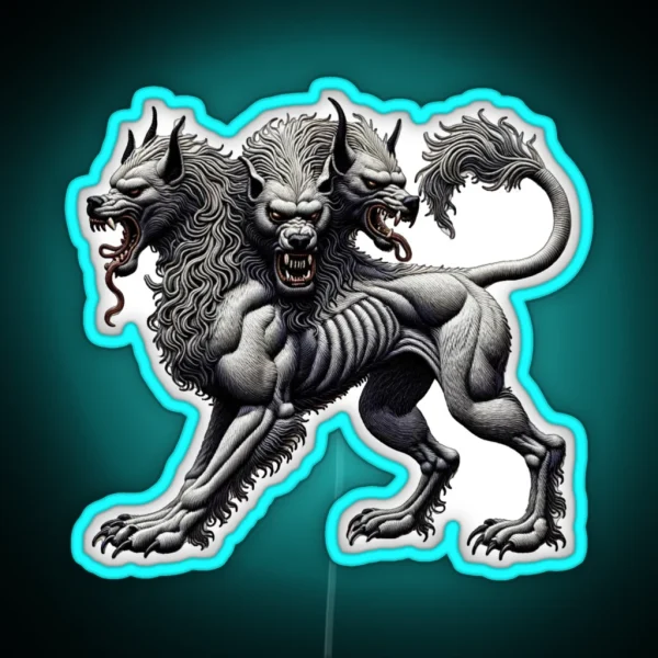 Cerberus The 3 Headed Dog From Hell RGB Neon Sign