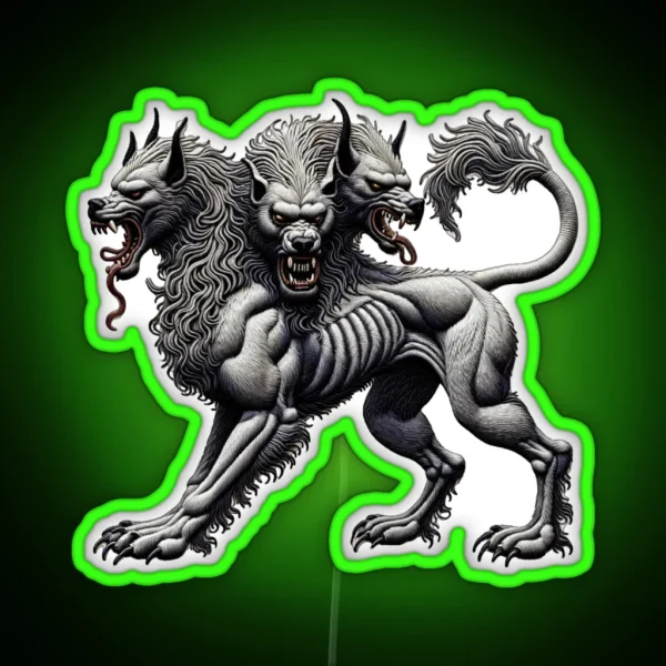 Cerberus The 3 Headed Dog From Hell RGB Neon Sign