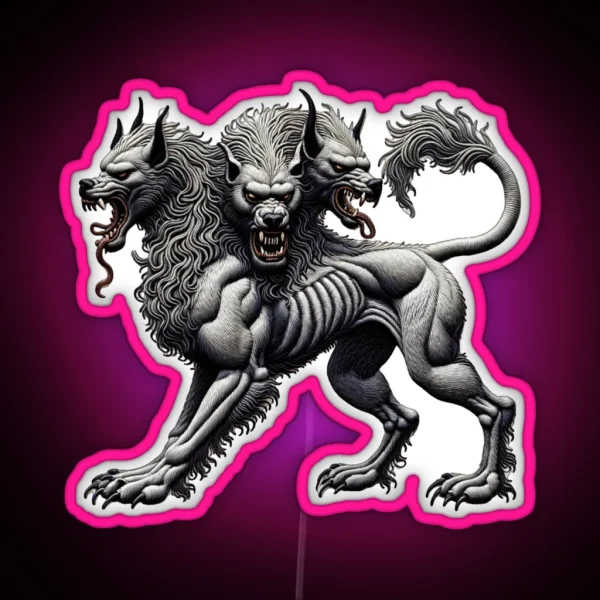 Cerberus The 3 Headed Dog From Hell RGB Neon Sign