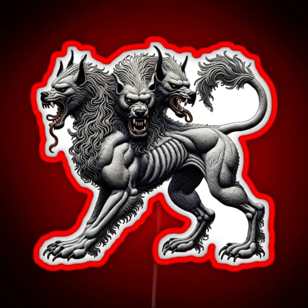 Cerberus The 3 Headed Dog From Hell RGB Neon Sign