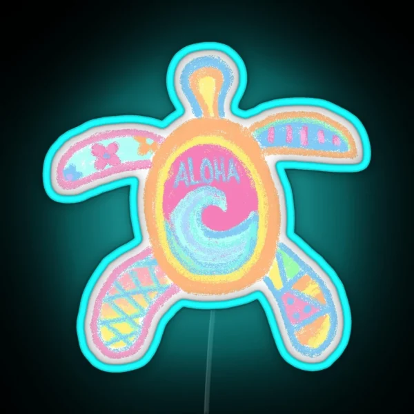 Chalk Turtle Drawing RGB Neon Sign