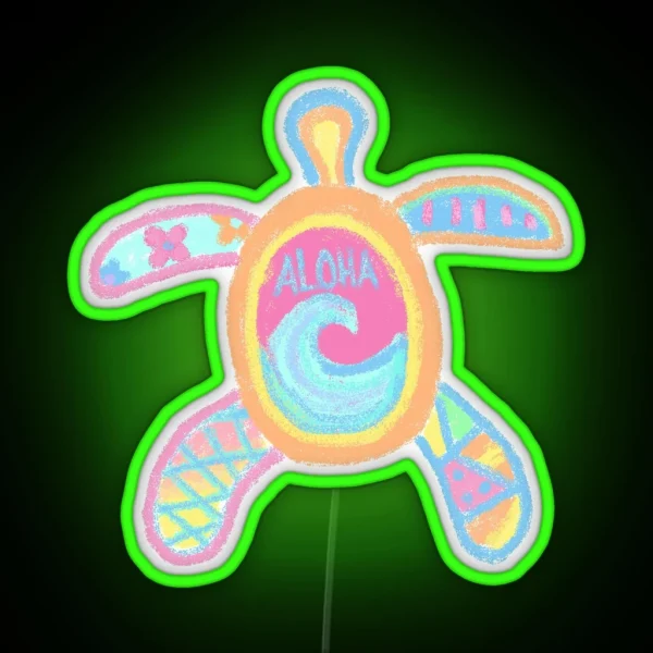 Chalk Turtle Drawing RGB Neon Sign