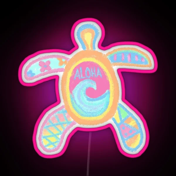 Chalk Turtle Drawing RGB Neon Sign