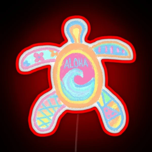 Chalk Turtle Drawing RGB Neon Sign