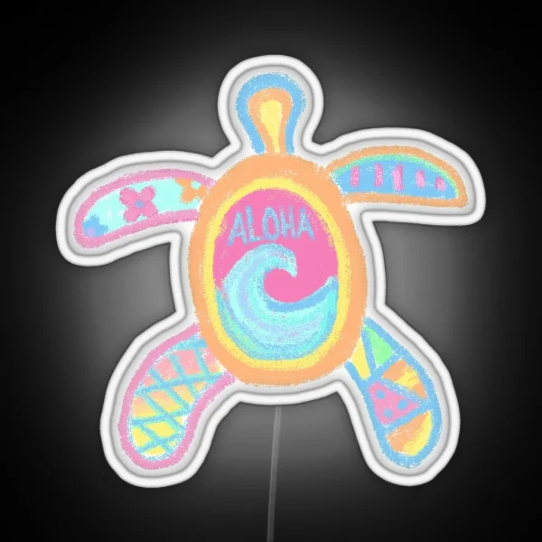 Chalk Turtle Drawing RGB Neon Sign
