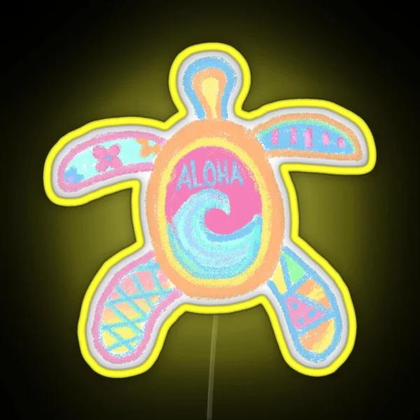 Chalk Turtle Drawing RGB Neon Sign