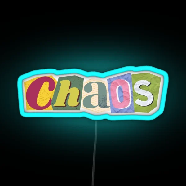 Chaos Ransom Note Cut Out Letters RGB Neon Sign