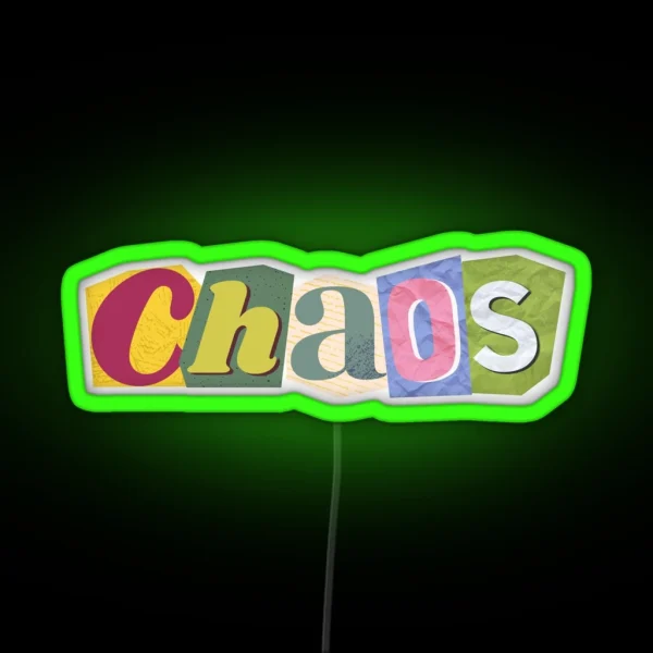 Chaos Ransom Note Cut Out Letters RGB Neon Sign