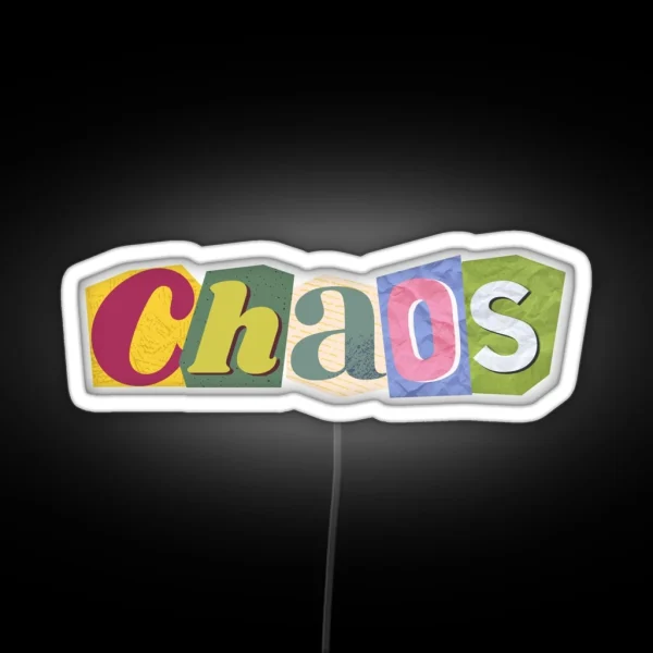 Chaos Ransom Note Cut Out Letters RGB Neon Sign