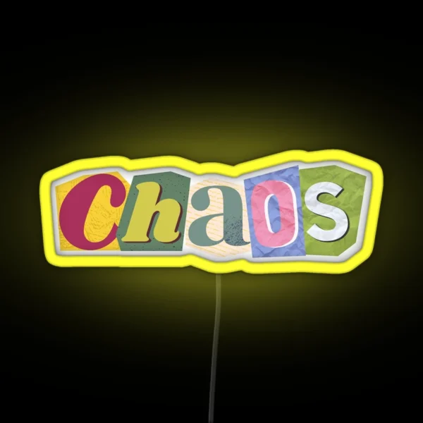 Chaos Ransom Note Cut Out Letters RGB Neon Sign