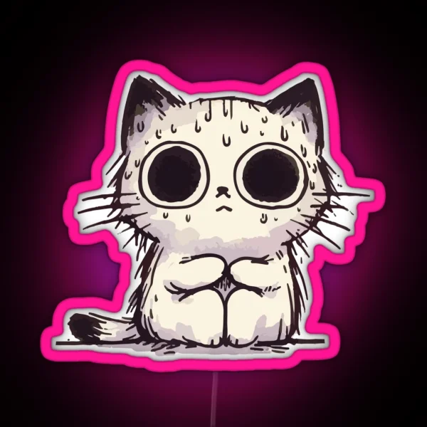 Chaotic Cute Cat RGB Neon Sign