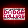 Chapman University's iconic RGB Dodge College film and media arts sign.