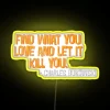 Vintage-inspired RGB LED sign of poet Charles Bukowski's iconic writing