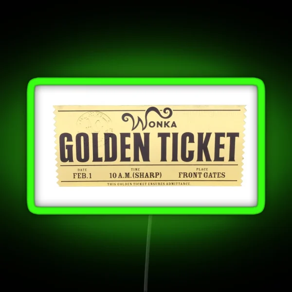 Charlie And The Chocolate Factory Golden RGB Neon Sign