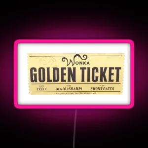 Charlie And The Chocolate Factory Golden Ticket RGB Neon Sign