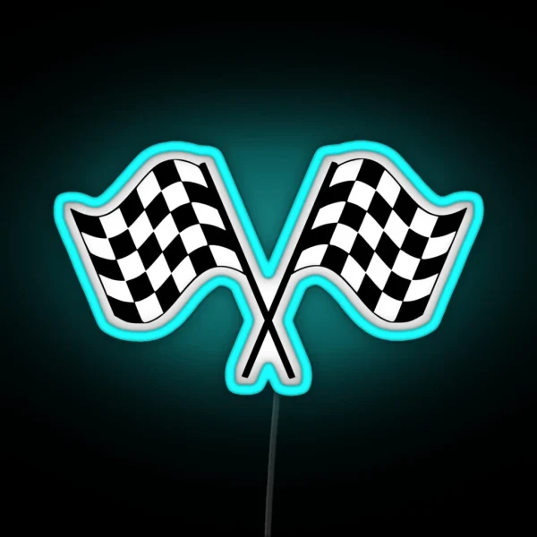 Checked Flag Racing Car Auto Window Bumper Decal RGB Neon Sign