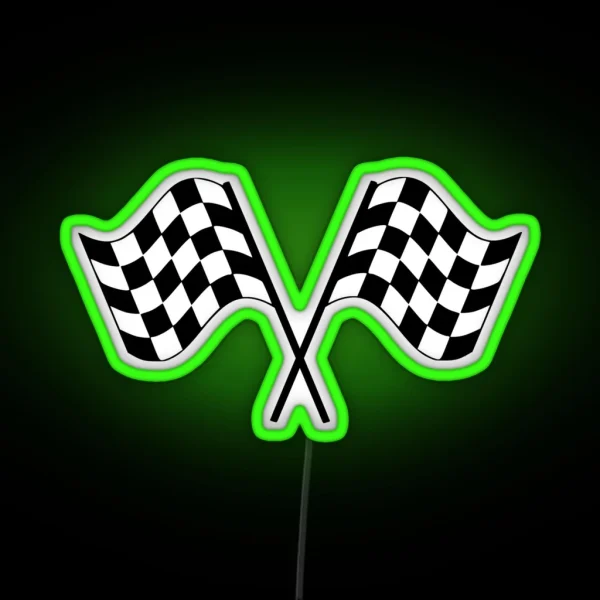 Checked Flag Racing Car Auto Window Bumper Decal RGB Neon Sign