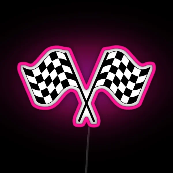 Checked Flag Racing Car Auto Window Bumper Decal RGB Neon Sign