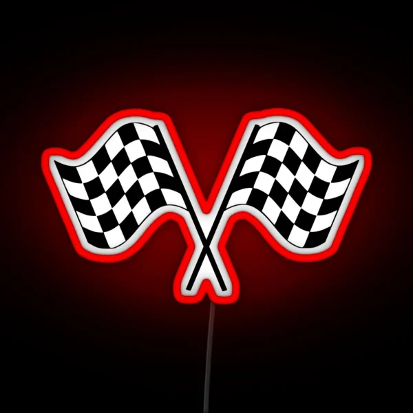 Checked Flag Racing Car Auto Window Bumper Decal RGB Neon Sign