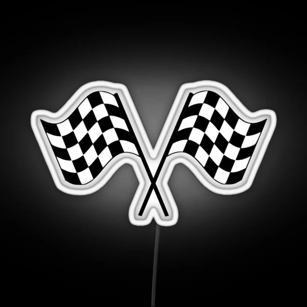 Checked Flag Racing Car Auto Window Bumper Decal RGB Neon Sign