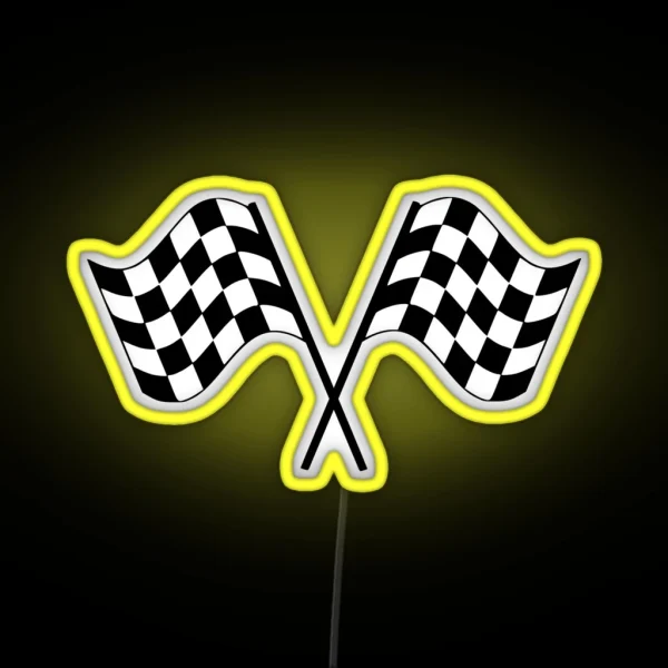 Checked Flag Racing Car Auto Window Bumper Decal RGB Neon Sign