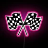 High-Tech RGB Neon Checkered Flag Racing Sign for Motorcycles and Cars