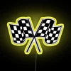 Racing Themed LED Neon Sign with Colorful Checkered Flag Design