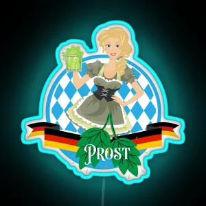 Cheers Wear Dirndl Drink Bier Celebrate Oktoberfest Prost RGB Neon Sign