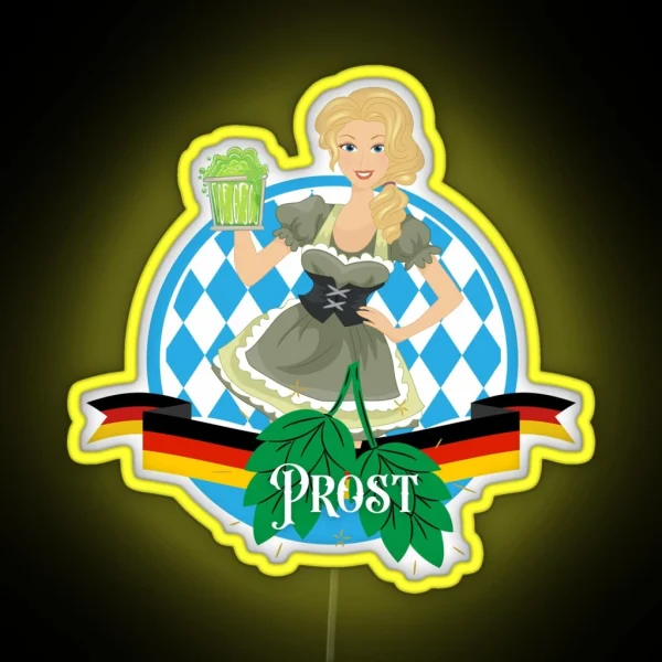 Cheers Wear Dirndl Drink Bier Celebrate Oktoberfest Prost RGB Neon Sign