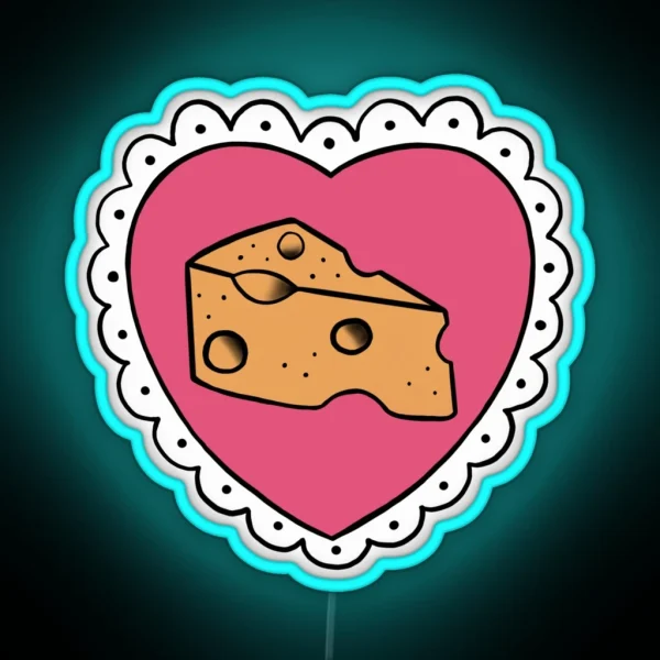 Cheese Heart Tattoo RGB Neon Sign