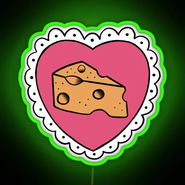 Cheese Heart Tattoo RGB Neon Sign