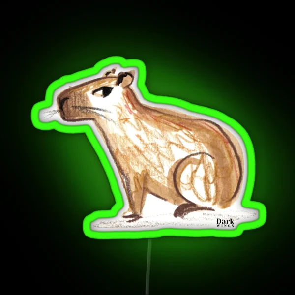 Cheesecake The Capybara Side Eye Led And Magnets RGB Neon Sign
