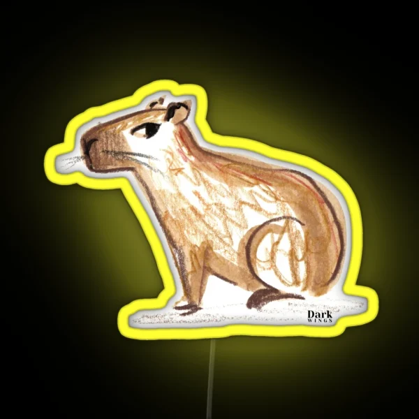 Cheesecake The Capybara Side Eye Led And Magnets RGB Neon Sign