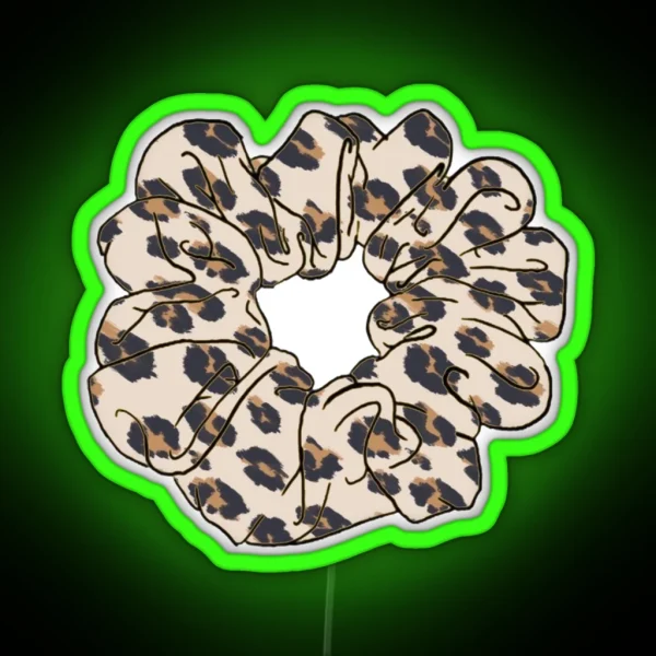 Cheetah Print Scrunchie RGB Neon Sign
