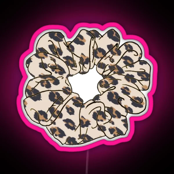 Cheetah Print Scrunchie RGB Neon Sign