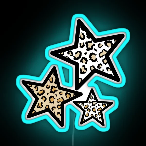 CHEETAH PRINT STARS 3 RGB Neon Sign