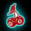 Vibrant cherry red neon sign with color changing RGB effects