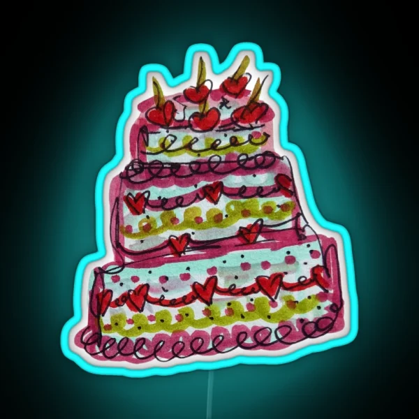 Cherry Birthday Cake RGB Neon Sign